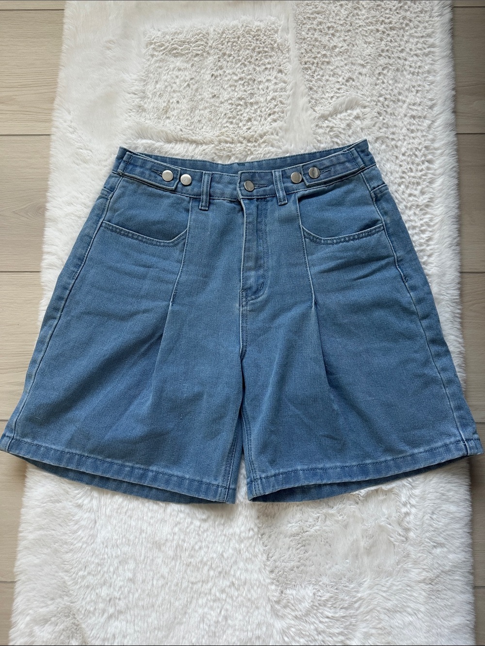 High-Waist Blue Denim Women’s Shorts